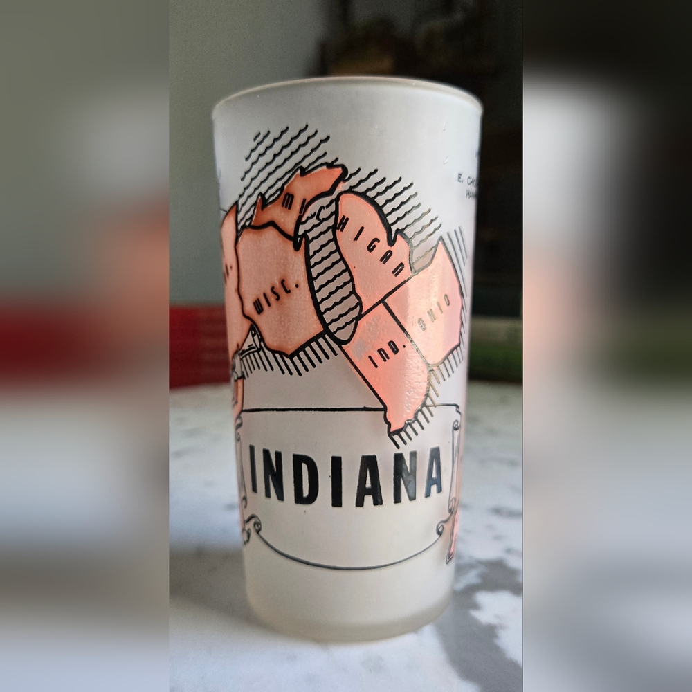 Indiana Hazel-Atlas Vintage Souvenir Frosted Glass Tumbler